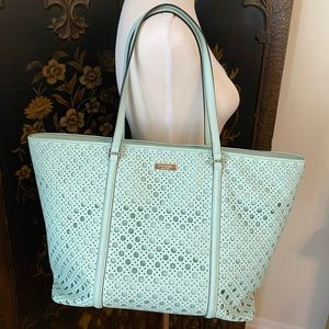 Kate Spade Tote Bag Light blue leather w/ Circles